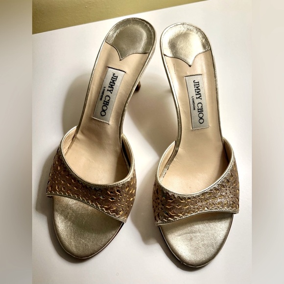 Jimmy Choo Shoes - Jimmy Choo Size 39 Gold Kitten Heel Sandals